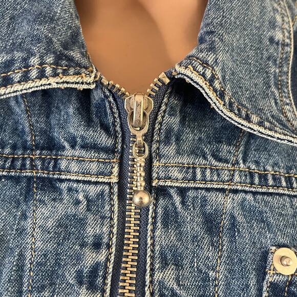 Kathy Ireland Denim Zip Vest Womens Small Blue Jean Sleeveless Jacket Top - Picture 6 of 8